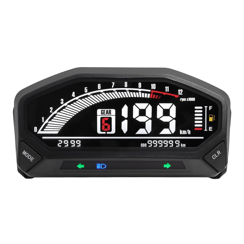 Digital Motorcycle Speedometer Speed Meter Tachometer RPM Gauge Fuel Gauge Odometer LCD Display Dashboard Panel Universal