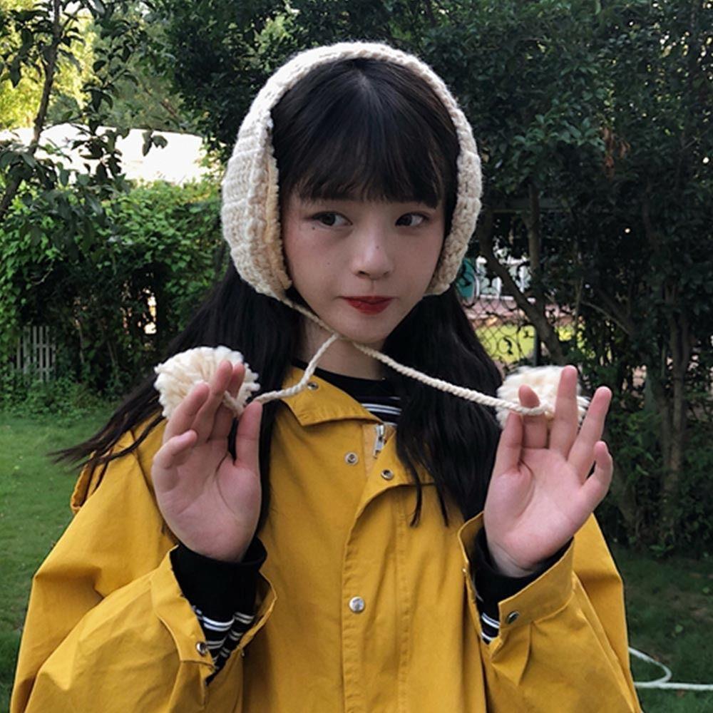 With Hairball Knitted Earmuffs Thicken Ear Protector Headband Y2k Winter Ear Cover  Girl