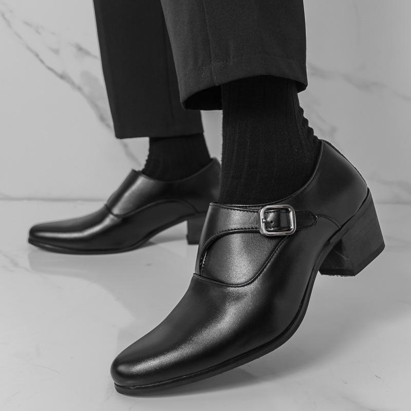 Men's casual leather shoes 46 large size foreign trade new fashion trend one-pedal leather shoes men's high-heeled leather shoes