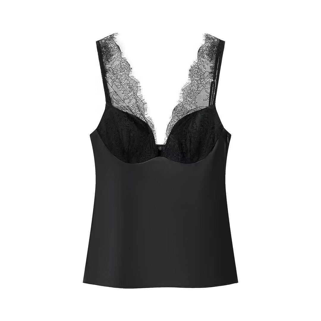 European & American Style Versatile Women s Camisole Top Large чёрный