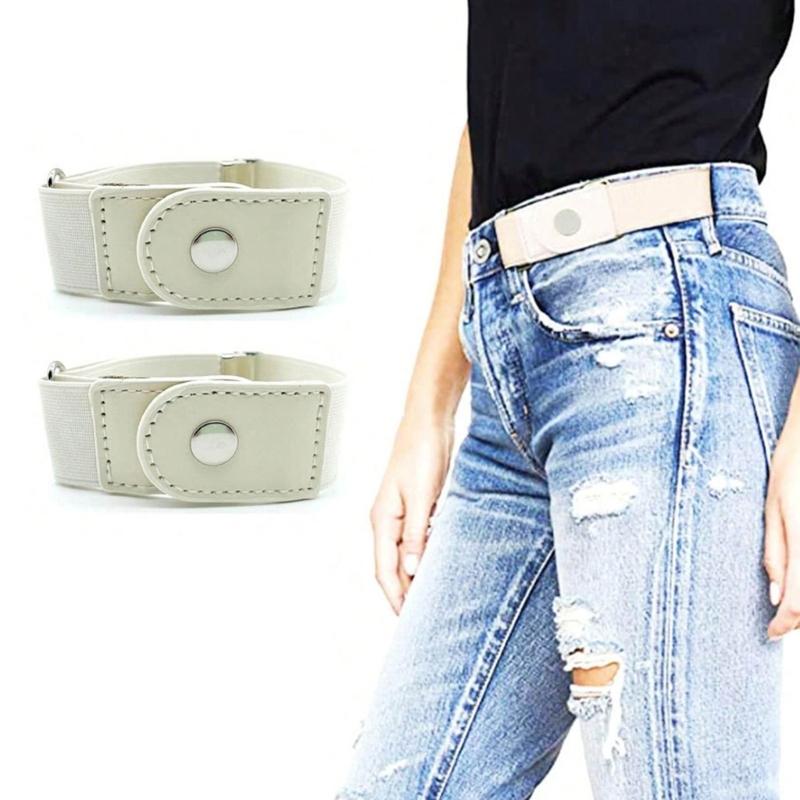Elastic Belt Jean Button Stretch Adjustable Waist Buckle Quick Button for Pant Belt Tighten Waist Button Belt No Sew