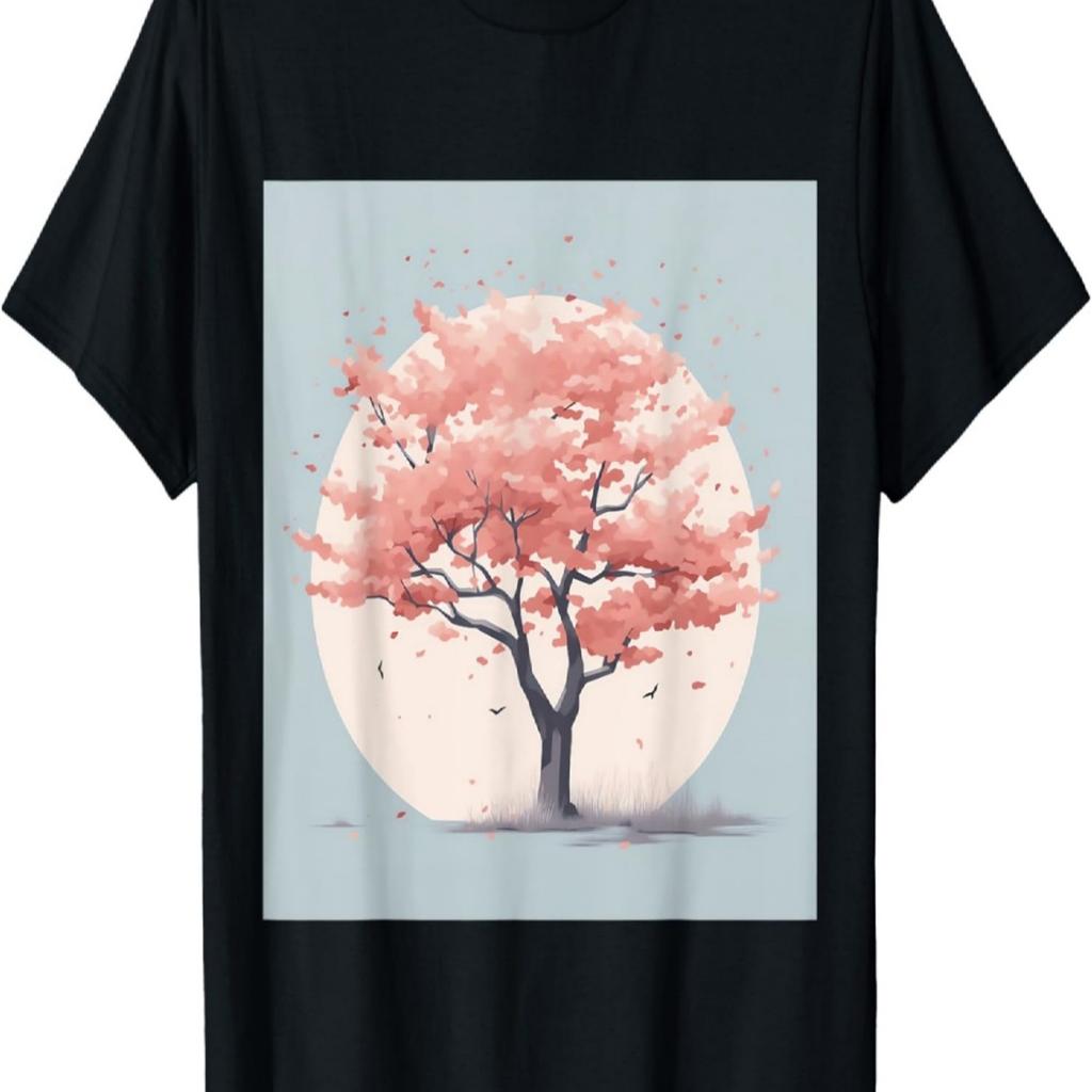 Pastel Petal Poetry Tranquil Cherry Blossom Painting T-Shirt