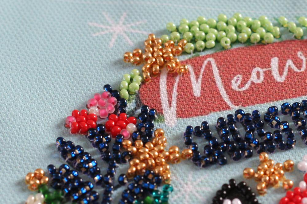 Mini Kit for Embroidery with Beads On Natural Artistic Canvas Abris Art New Year's Miracles