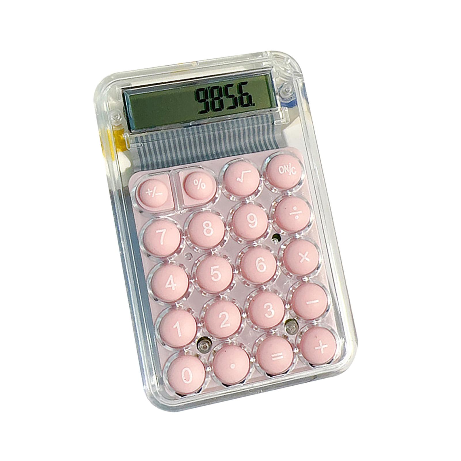 

Милый калькулятор с большой мягкой кнопкой и цифровым дисплеем, бесшумный портативный 8-значный мини-калькулятор для девочек розовый