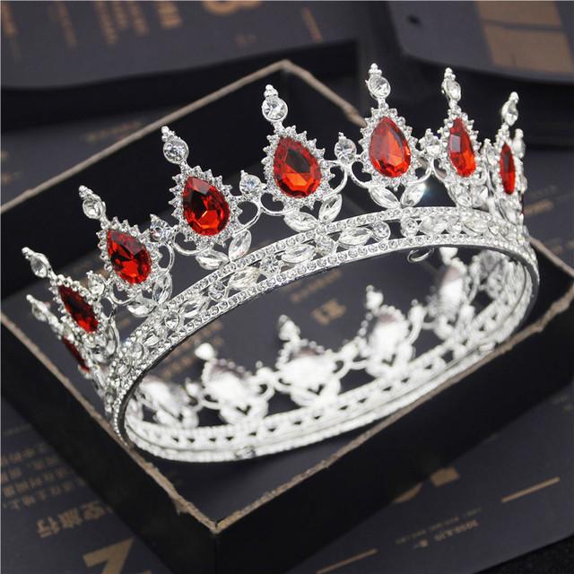 Bride Royal Purple Crystal Queen King Tiaras and Crowns Bridal Pageant Diadem Head Ornament Wedding Hair Jewelry Accessories