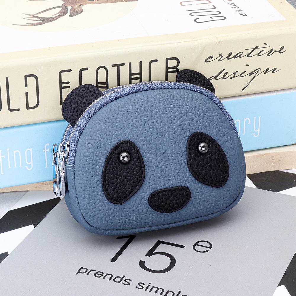 Women's Genuine Leather Large Capacity Double Zipper Coin and Lipstick Pouch