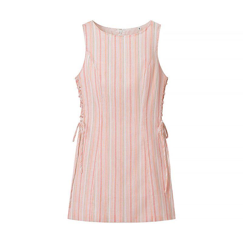 

Kaslead New Arrival Women s Clothing Fashion Style Fashion Simple and Thin Sleeveless Stripes Dress Picture Color L