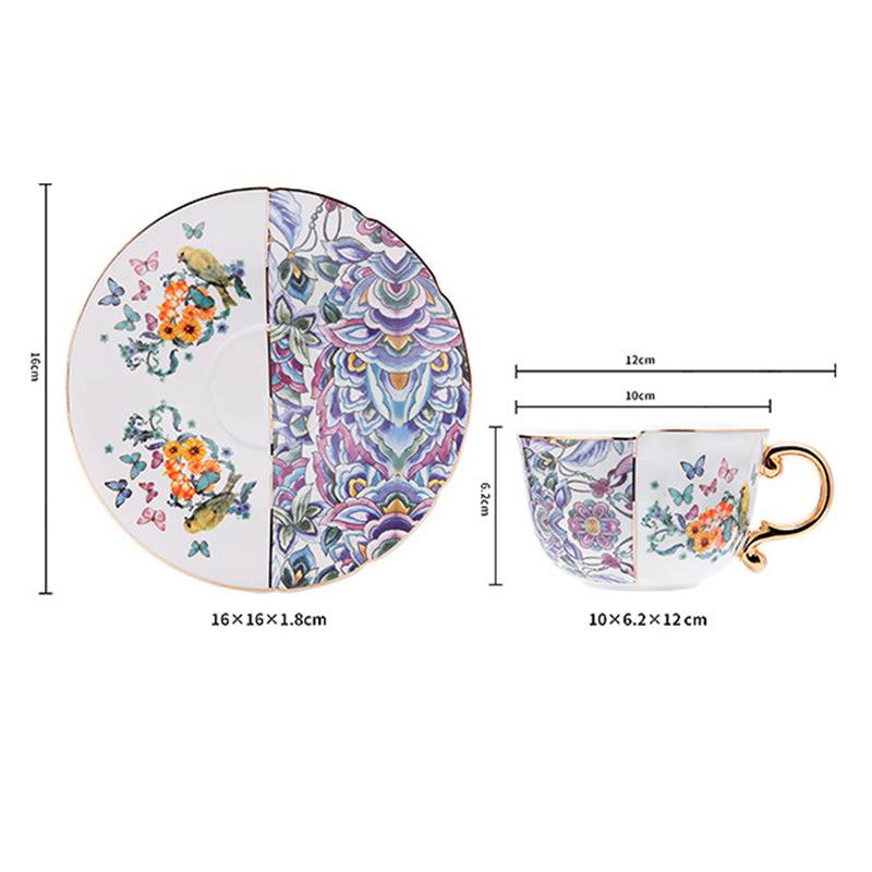 European Blue Gold Porcelain Coffee Cup Saucer Set Vintage Luxury Tea Set Export