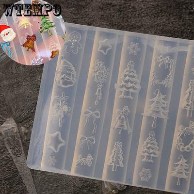 Christmas Silicone Nail Art Mold High Transparency Curved Surface Design DIY Manicure Accessories Template Tool for Nail Surface Decoration