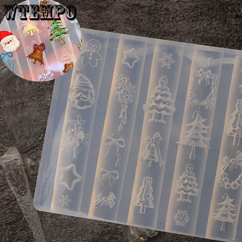 WTEMPO Christmas Silicone Nail Art Mold High Transparency Curved Surface Design DIY Manicure Accessories Template Tool for Nail Surface Decoration