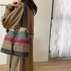 Große Schultertasche aus Canvas in Kontrastfarbe für Damen