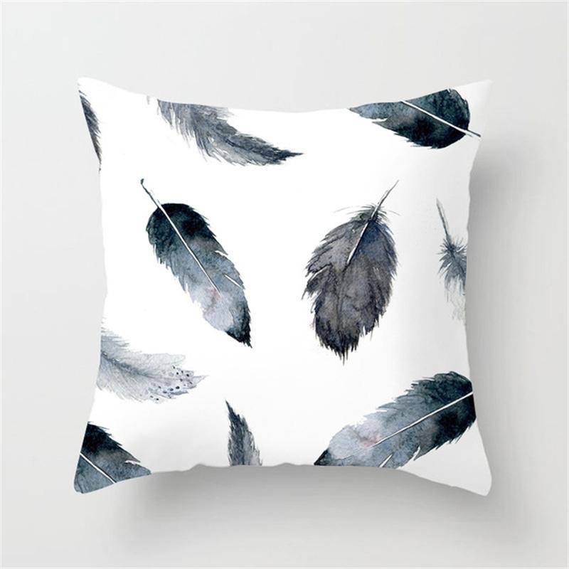 Black and White Simple Geometric Line Printing Pattern Cushion Cover Home Living Room Sofa Decoration Pillow Pillow Cover
