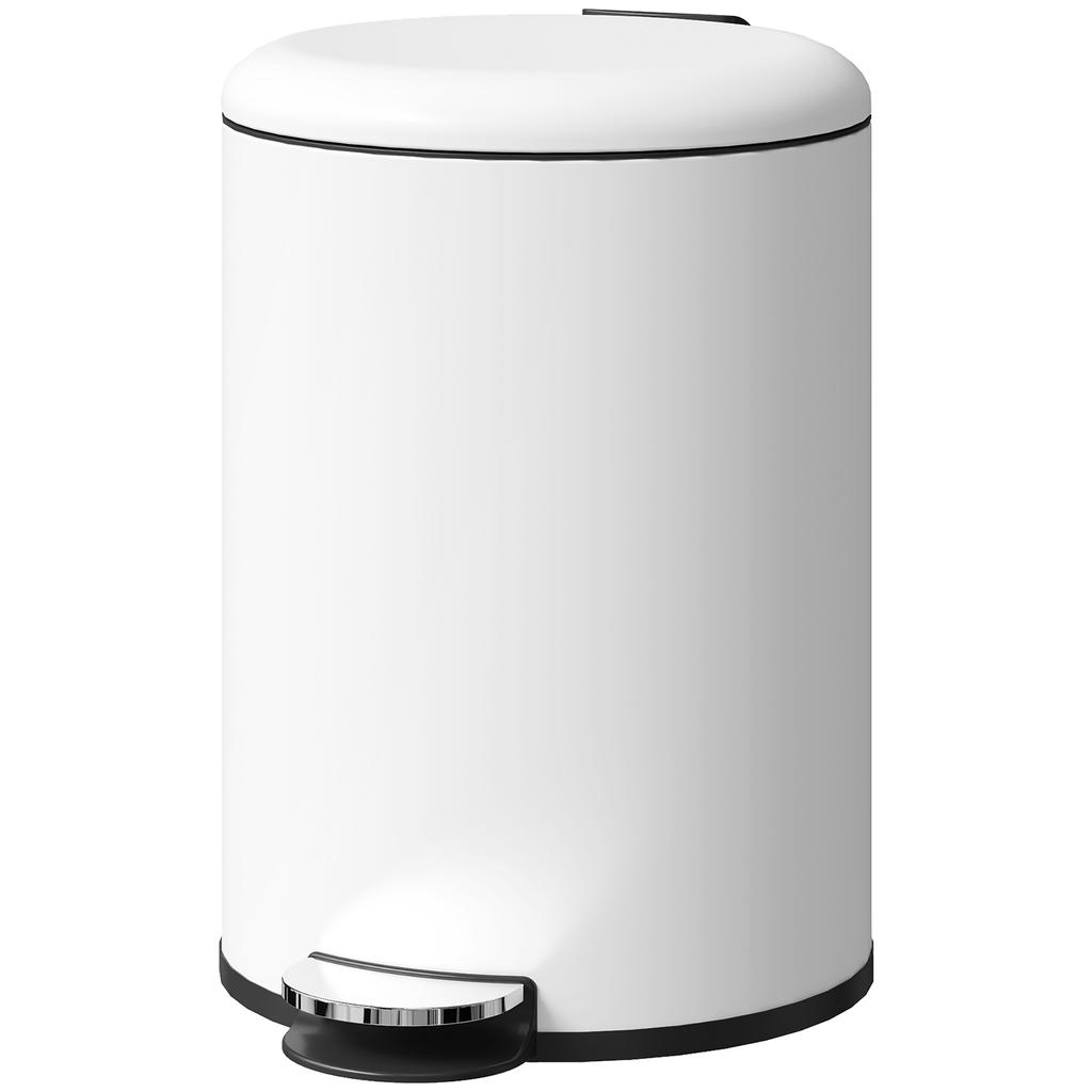 Trash Can 20L, with Pedal, Inner Bucket, Fingerprint-Proof, Quiet Closing, Cream White