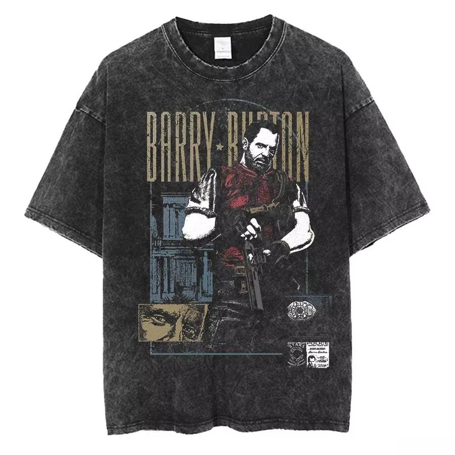 2026 Resident Evil 1 Remake Oversized T Shirt Cotton Vintage Washed T-shirt for Men Women Hiphop Short Sleeve Casual Clothing