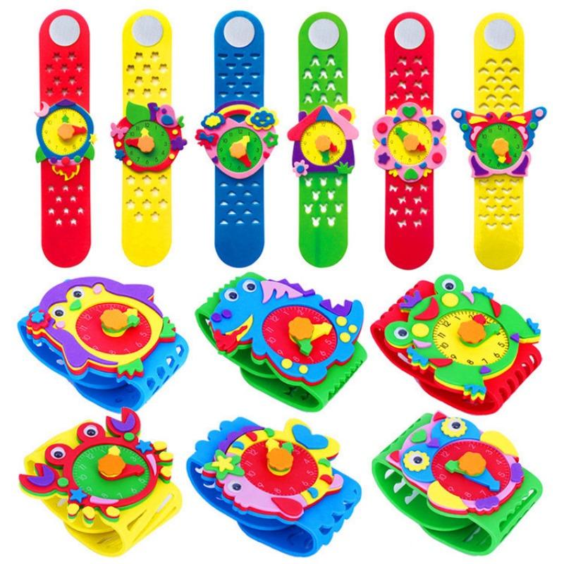 Children Kindergarten Handmade Diy Cartoon Animal Eva Watch Educational Toy Material Kit