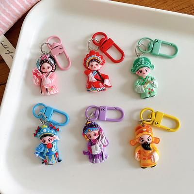 Colorful National Style Chinese Opera Character Key Chain China-Chic Personality Small Crowd Flower Clothes Men and Women Pendant