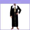Elegante Fantasia de Príncipe Árabe Para Homens Com Rico Tecido de Poliéster Preto Para Eventos de Halloween