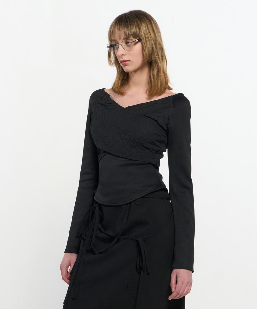 Kimjisu Cross-Draped Top _ Black