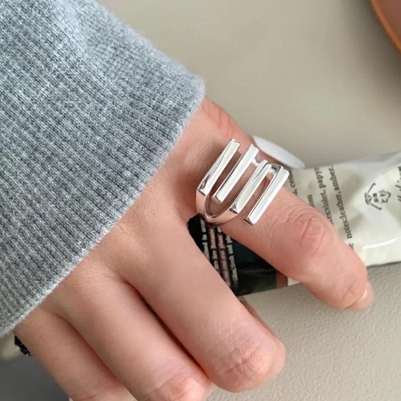 Sam Panda 925 Silver Simple Ring For Women Fine Jewelry Finger Adjustable Open Vintage Big Ball Ring For Party Birthday