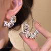 S silver needle zircon pearl earrings women's niche butterfly stud earrings versatile temperament earrings
