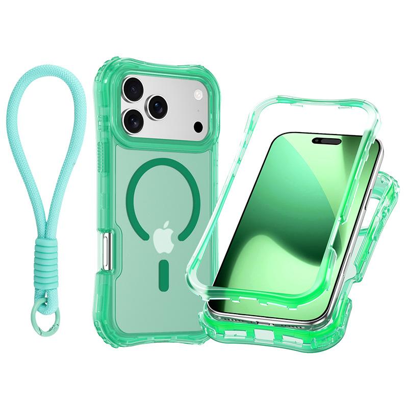 

For IP17promax Anti Drop Multi-color Phone Case, Magnetic Suction Waist Three in One Skin Feeling Technology with Hand Strap For iPhone 17 Pro Max