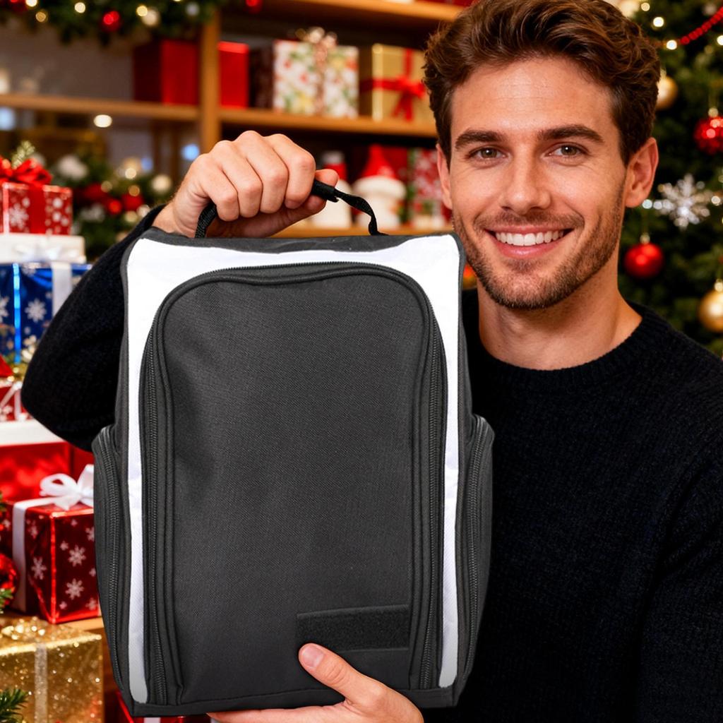 Golf Shoe Bags Zippered Storage with Handle Shoe Carrier with Side Accessory Pockets for Travel Indoor Outdoor Backyard Driving