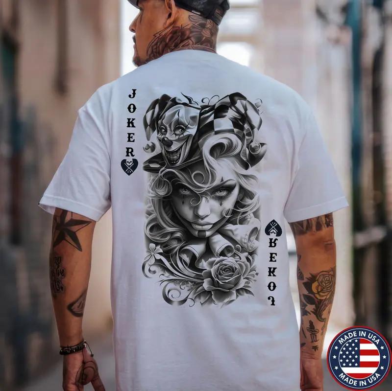 POKER Joker Lady Print Men s T-ShirtSkull Art Print Mens Shirt Unisex T-Shirt XXL