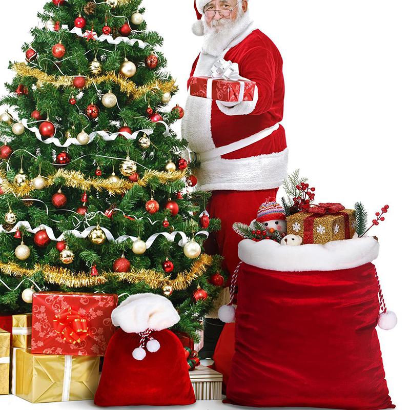 1 Stück Weihnachtsmann Großer Geschenksack Heiligabend Geschenktasche Party Weihnachtsmann Requisite Feiertags-Geschenktasche Beutel mit Kordelzug für Süßigkeiten & Spielzeug