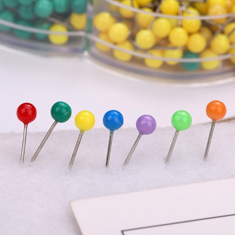 1800/510Pcs Ball-shape Push Pin Map Pins Cork Board Tacks Multicolored Quilting Positioning Pin for Sewing Dressmaking