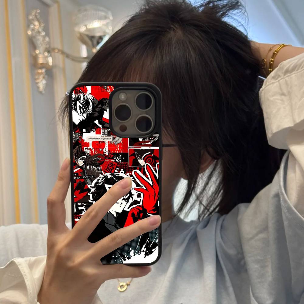 Game P-Persona 5 Cool Black Silicone Hard Plastic Phone Case For Iphone 17 Air 16 15 14 13 12 11 Pro Max PC TPU