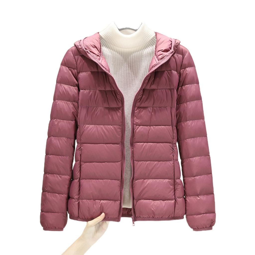 High-end light and thin down jacket women's new light and short white duck down fashionable winter hooded jacket