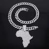 Unisex Trendy Hip Hop Rap Alloy Necklace Cool Map Inlaid Diamond Pendant Fashion Street Style Accessories