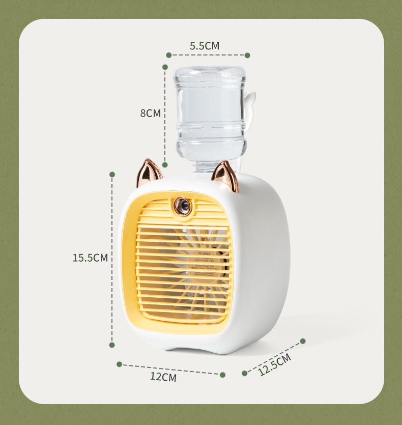 Portable Summer Fox Humidifying Spray Cool Air Desk Fan with Nezha Sticker