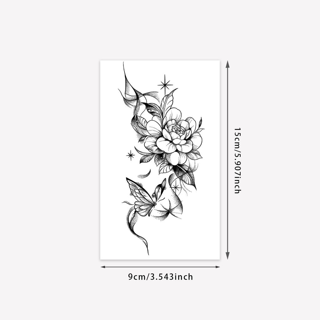 Flower Butterfly Tattoo Sticker Waterproof And Long-Lasting Non-Reflective High-End Tattoo Sticker For Men And Women