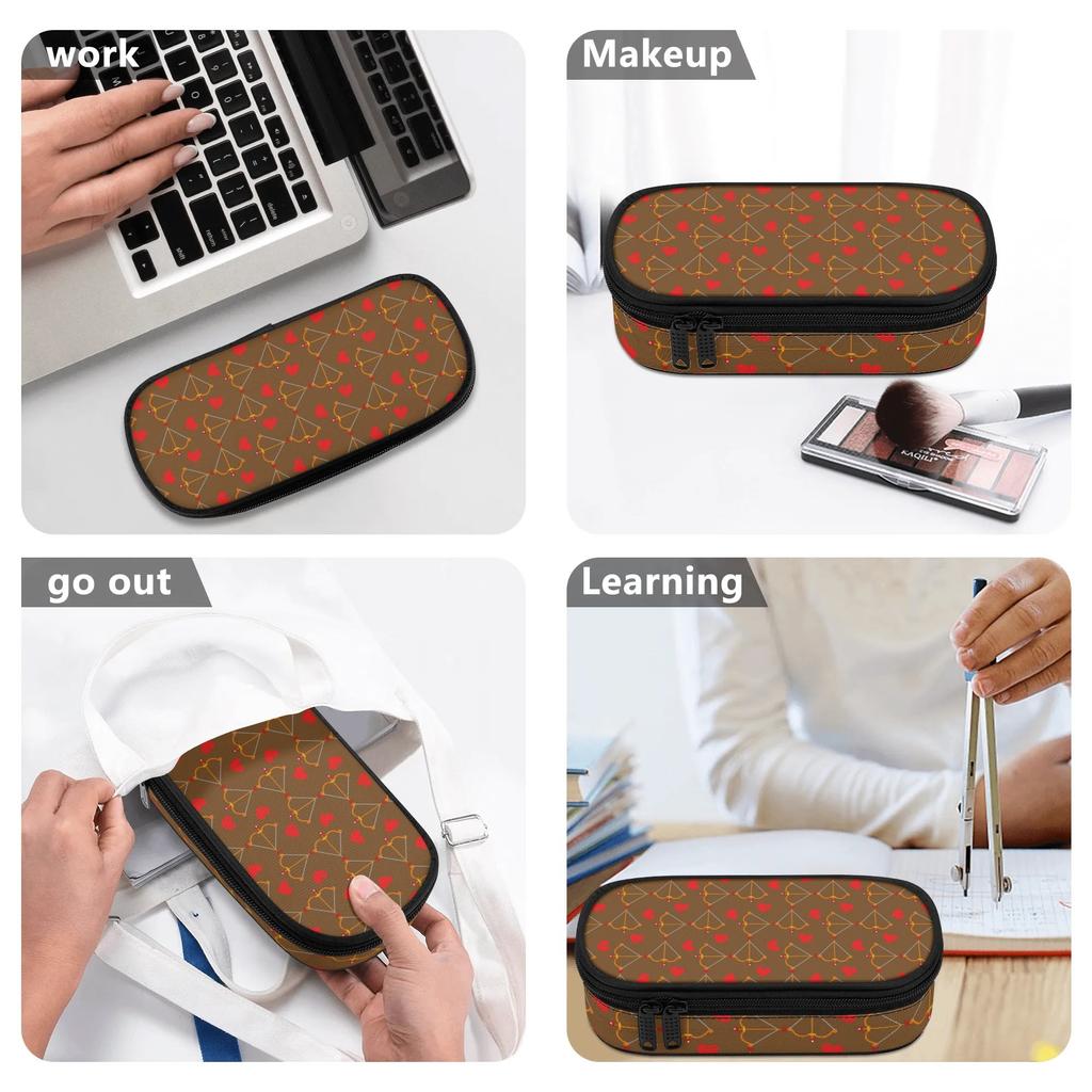 Pen Case Spacious Storage Zipper Closure 300D Polyester with Main Pocket Mesh Layer and Removable Pen Divider for Daily School Use