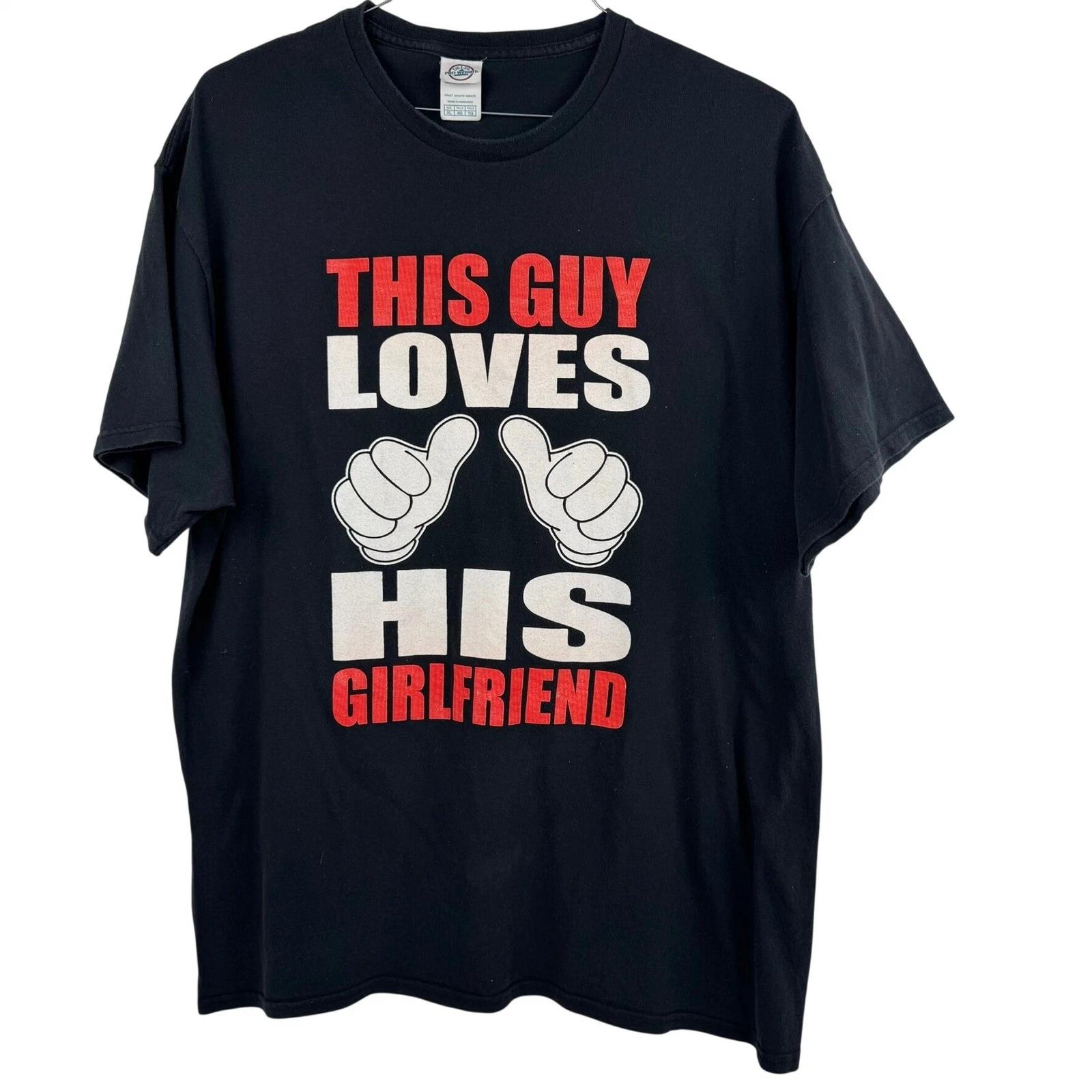 Men s Black Funny Graphic T Shirt This Guy Loves His Girlfriend Delta Size L/XL S