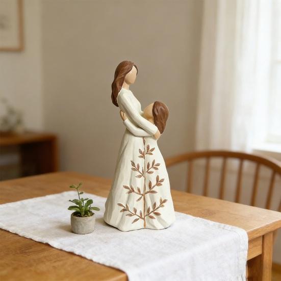 Ornament Three-Dimensional Texture Mother-Daughter Embrace Symbolizing Family Ties Synthetic Resin Hug Sculpture
