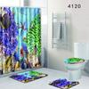 Undersea Landscape Bathroom Shower Curtain Floor Mat Toilet Cover Foot Pad Four-Piece Pattern Size Fixed Zhi