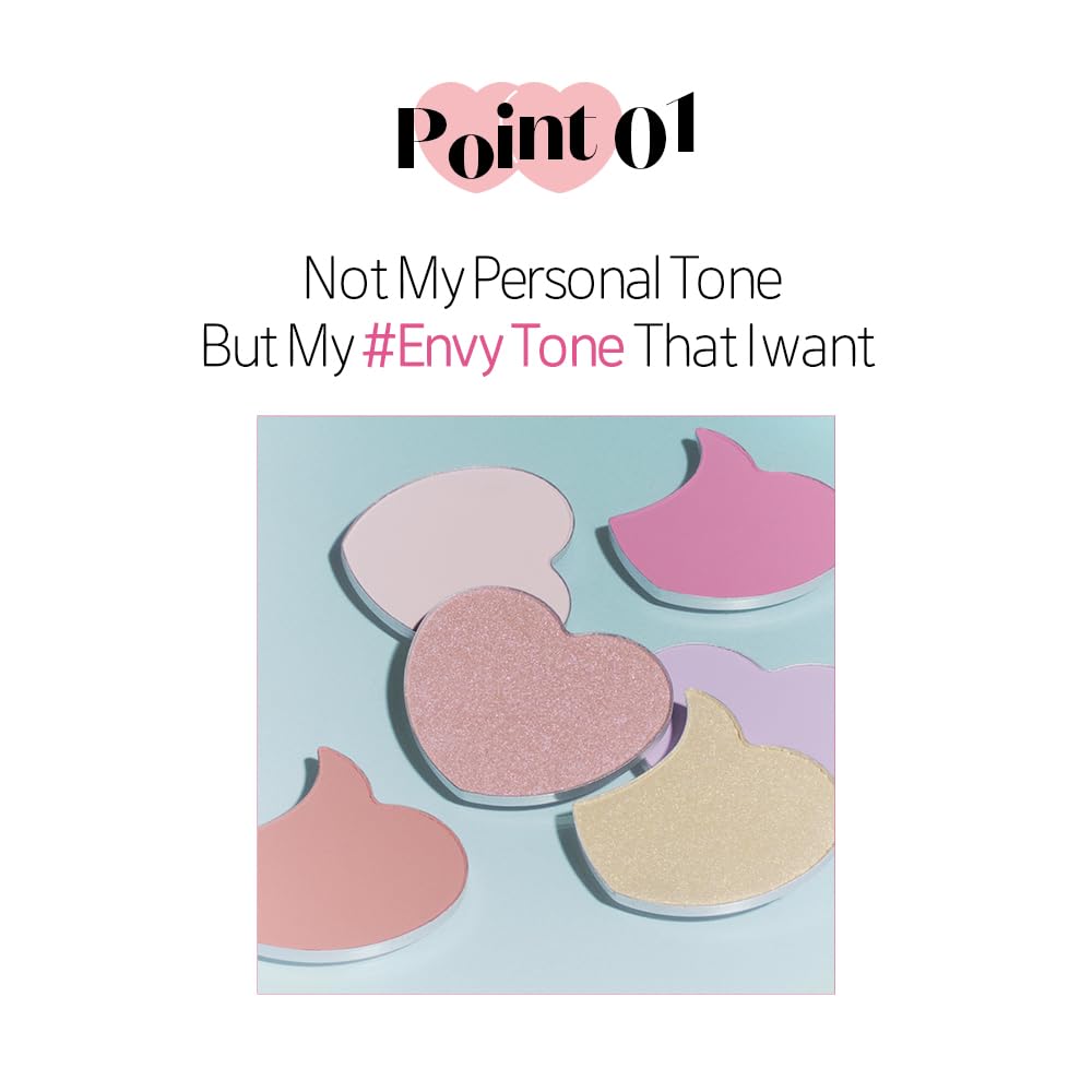 ETUDE Heart Pop Duo Brusher Envy Bloom 2 Colors Dual Korean Makeup Artist Collaboration Layering Cheek Natural Highlight Cool and Yellow Glossy