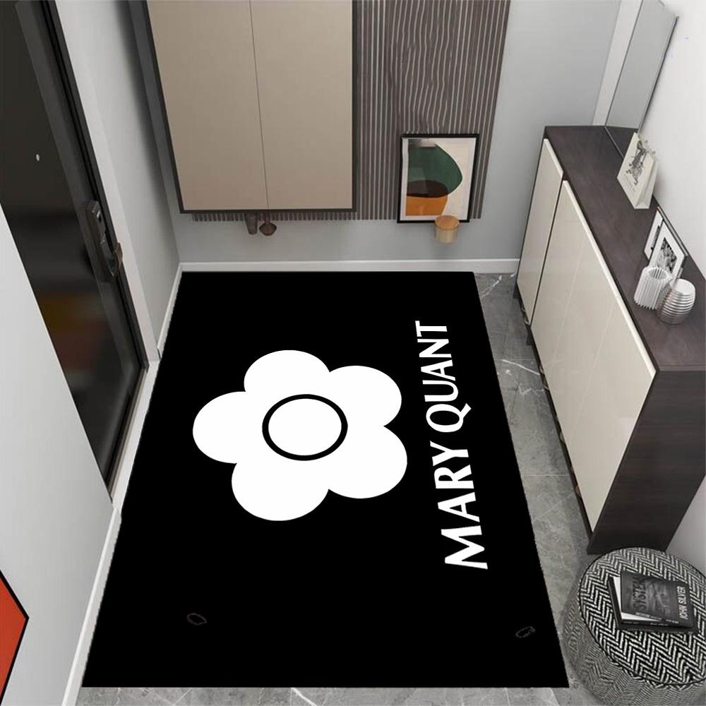 Mary Quant logo Themed Anti-Slip Rugs - Polyester Home Decor, Suitable for Bedrooms, Living Rooms, Doorways, Studios, and Decorations