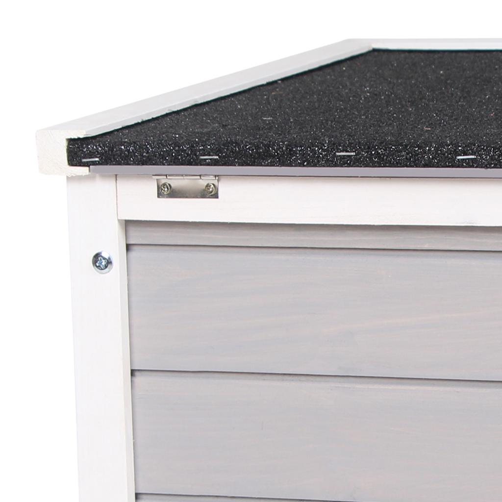 Outdoor Wooden Rabbit Cage with Asphalt Roof and Non-Slip Ramp, 42x51x43cm, Grey
