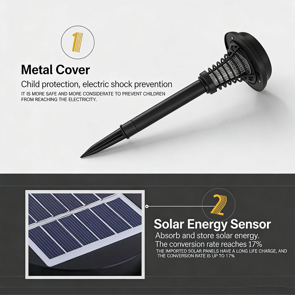 Portable Solar Bug Zapper Outdoor Indoor Waterproof Mosquito Killer Lamp Cordless Mosquito Insect for Patio, Backyard, Camping