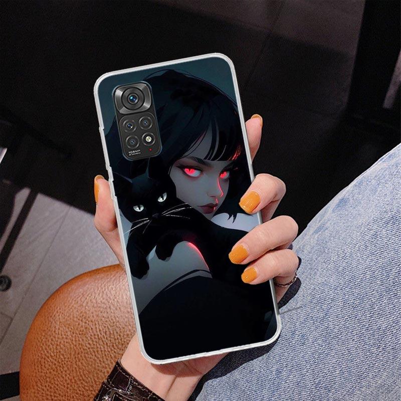 

Милый черный кот в стиле аниме Чехол для телефона Для Xiaomi Redmi Note 15 14 13 12S 12 11 Pro Plus 14S 11S 11E 10 10S 11T 5G Персонализированный C Redmi Note 13 5G