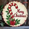 Vintage Textured Metal Tin Sign Christmas Decor Candy Cane Holly Rustic Holiday Wall Art for Home Porch Living Room Bedroom