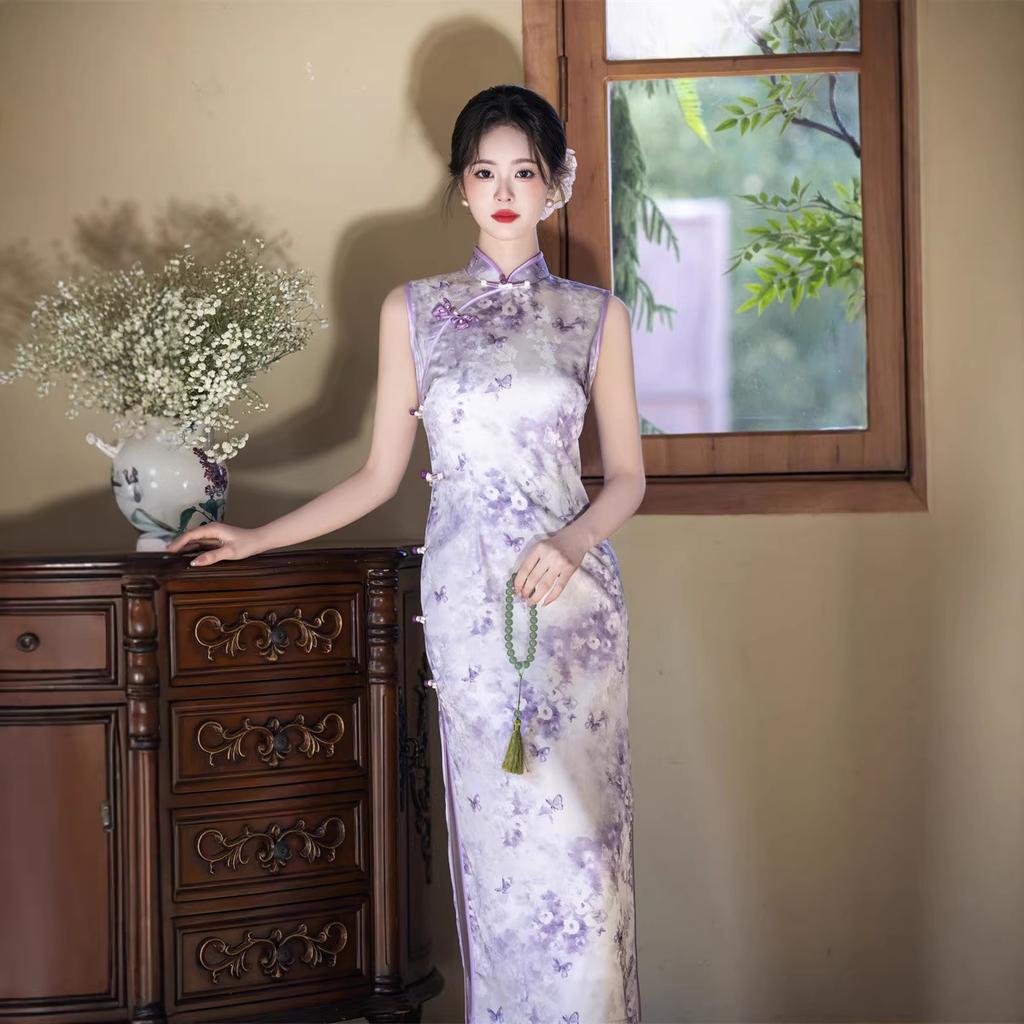 1011 summer new long sleeveless young girl fashion improvement daily cheongsam temperament thin national style