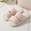 Autumn new slippers fluffy shoes flat bottom home plush soft sole one-word cotton slippers home warm slippers