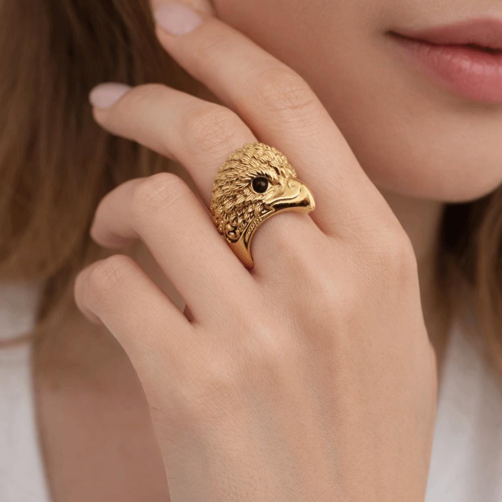 Geometric Eagle Shape Ring Cool Chunky Ring Personality Exaggerated Ring  Couple