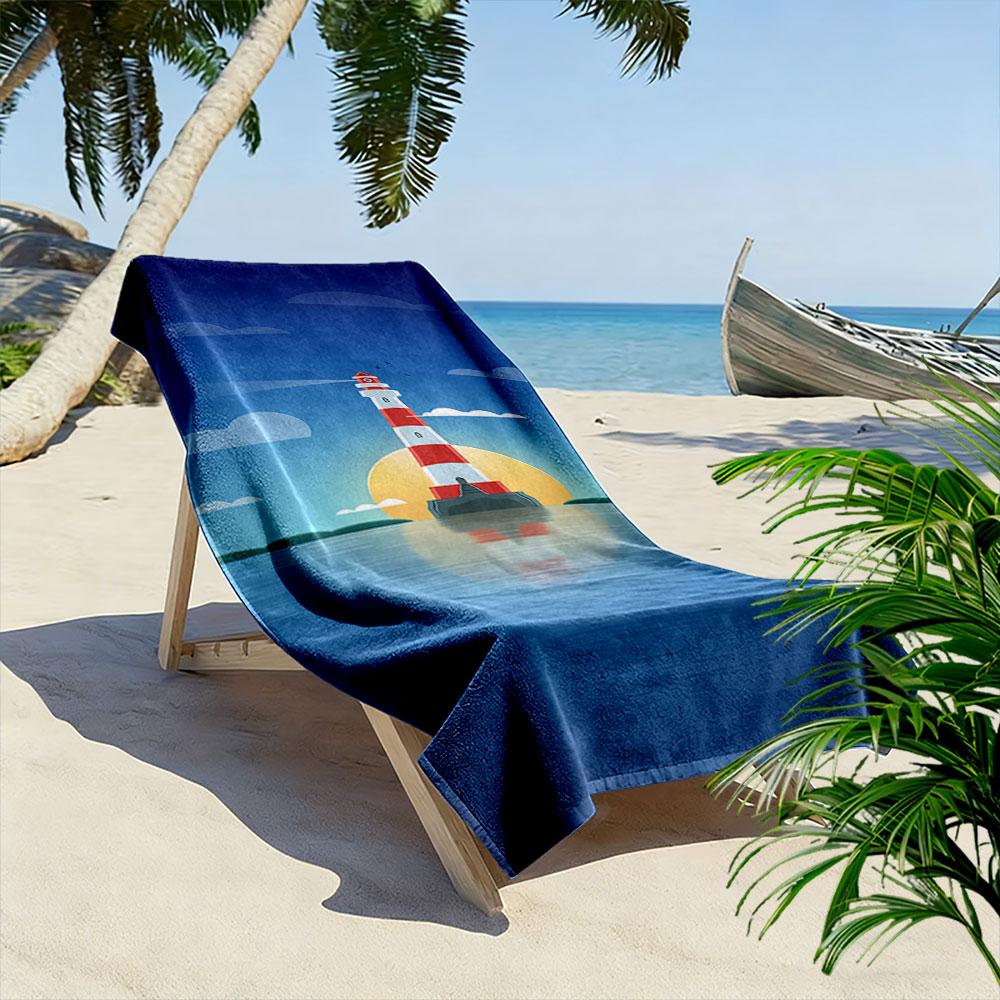 Lighthouse Sunset Scenic Print A must-have beach towel for beach travel