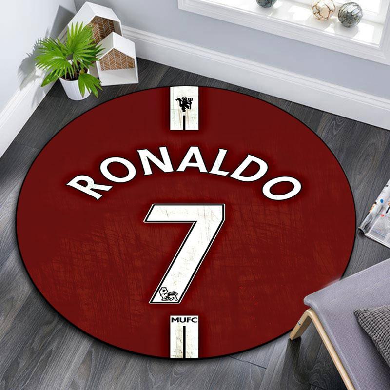 Cristiano Ronaldo bedruckter runder Teppich, rutschfester waschbarer runder Teppich für Wohnzimmer, Schlafzimmer, Spielzimmer, Sportfan-Dekoration, Feiertags-Geburtstagsgeschenk