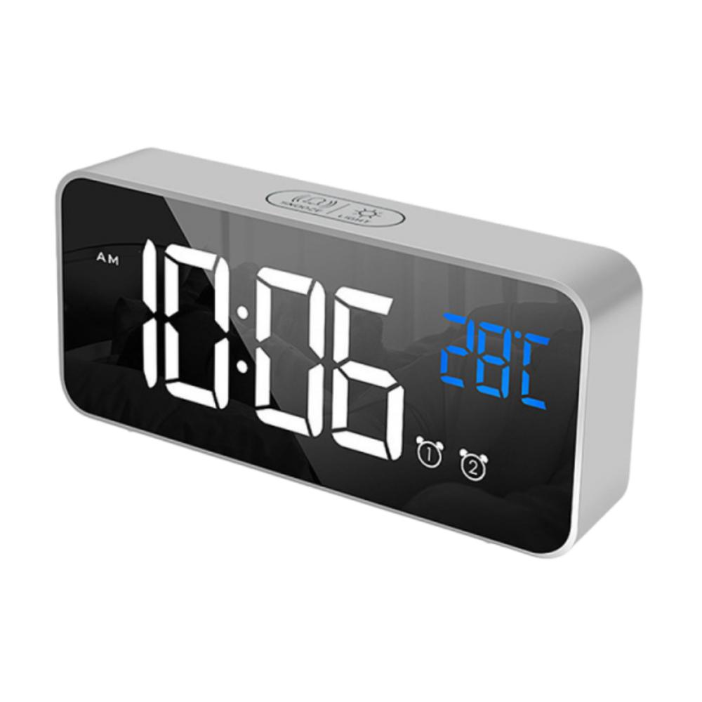 

Mirror LED Digital Clock Voice Control Brightness Adjustment Music Alarm Clock Week Display Music Function Desk Clock